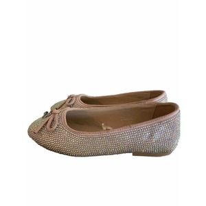 New Vince Camuto Girls Rhinestone Ballet Flats Pink  Bow Shimmer Holiday Sz 13.5
